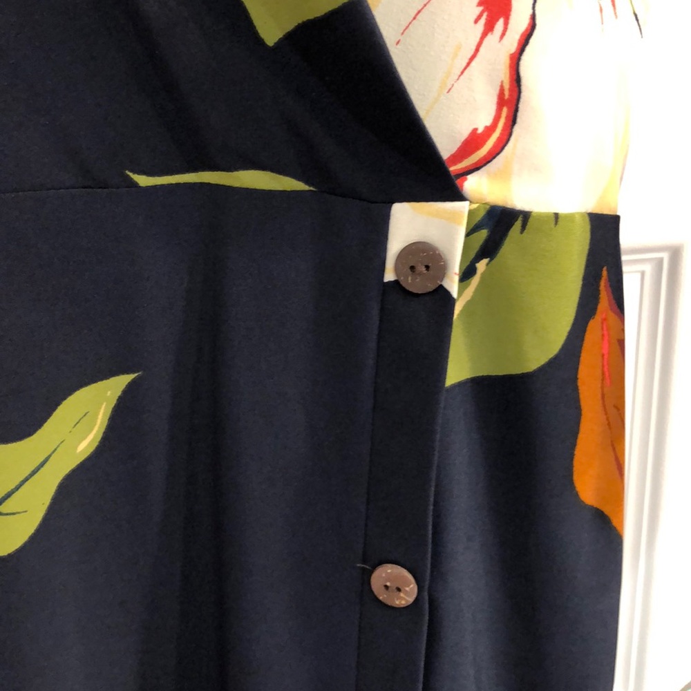 Monteau Navy Floral Faux Wrap Dress - Picture 4 of 6